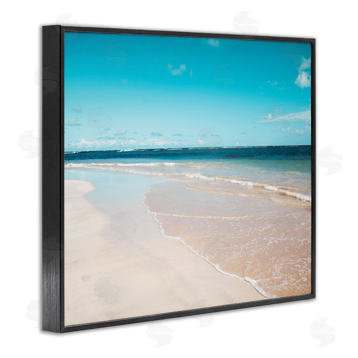 Danita Delimont Vivid Blue Panoramic Sky Sandy Beach Coast Black Framed Giclee Wall Art Print
