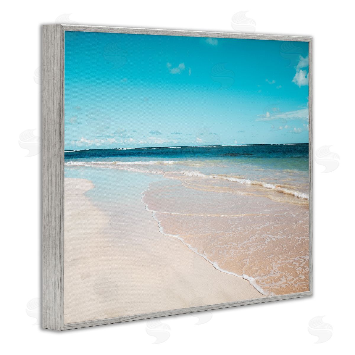 Danita Delimont Vivid Blue Panoramic Sky Sandy Beach Coast Gray Framed Giclee Wall Art Print
