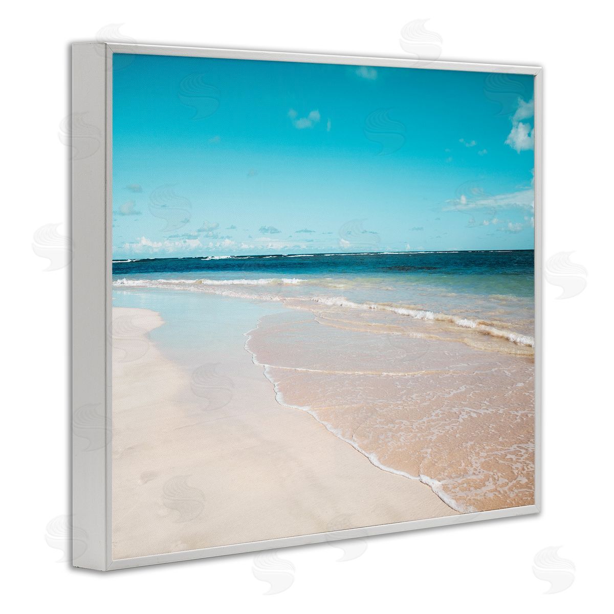 Danita Delimont Vivid Blue Panoramic Sky Sandy Beach Coast White Framed Giclee Wall Art Print