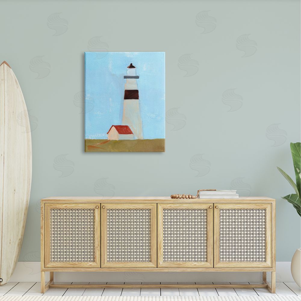 Jacob Green Lighthouse Daytime Blue Sky Rural Grass Scene Canvas Wall Art Print in Room