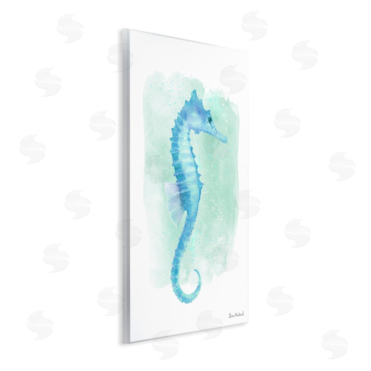 Diane Neukirch Blue Seahorse Aquatic Life Subtle Ocean Painting Wall Plaque Art Print