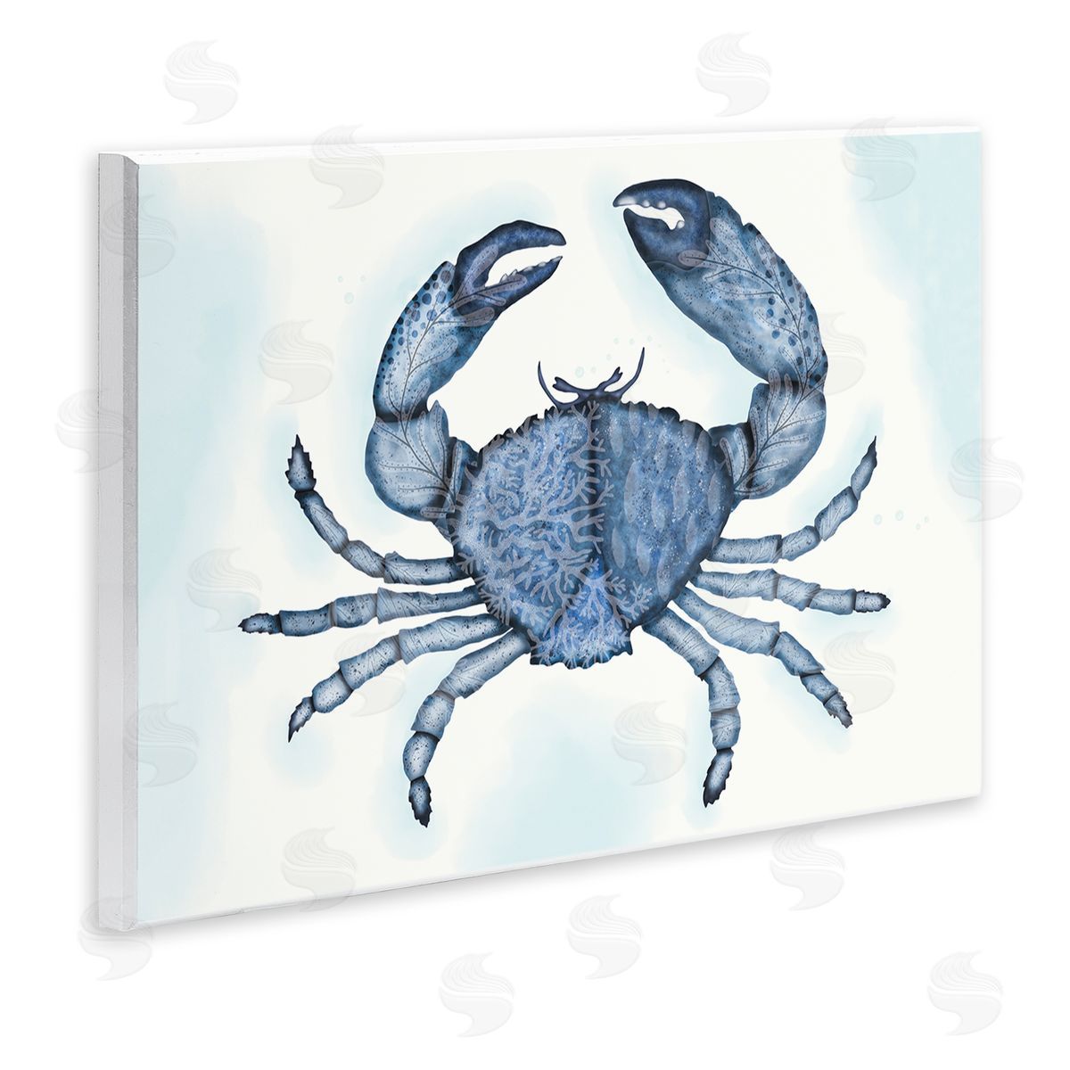 Darlene Seale Blue Crab Claws Sea Life Botanical Pattern  Wall Plaque Art Print