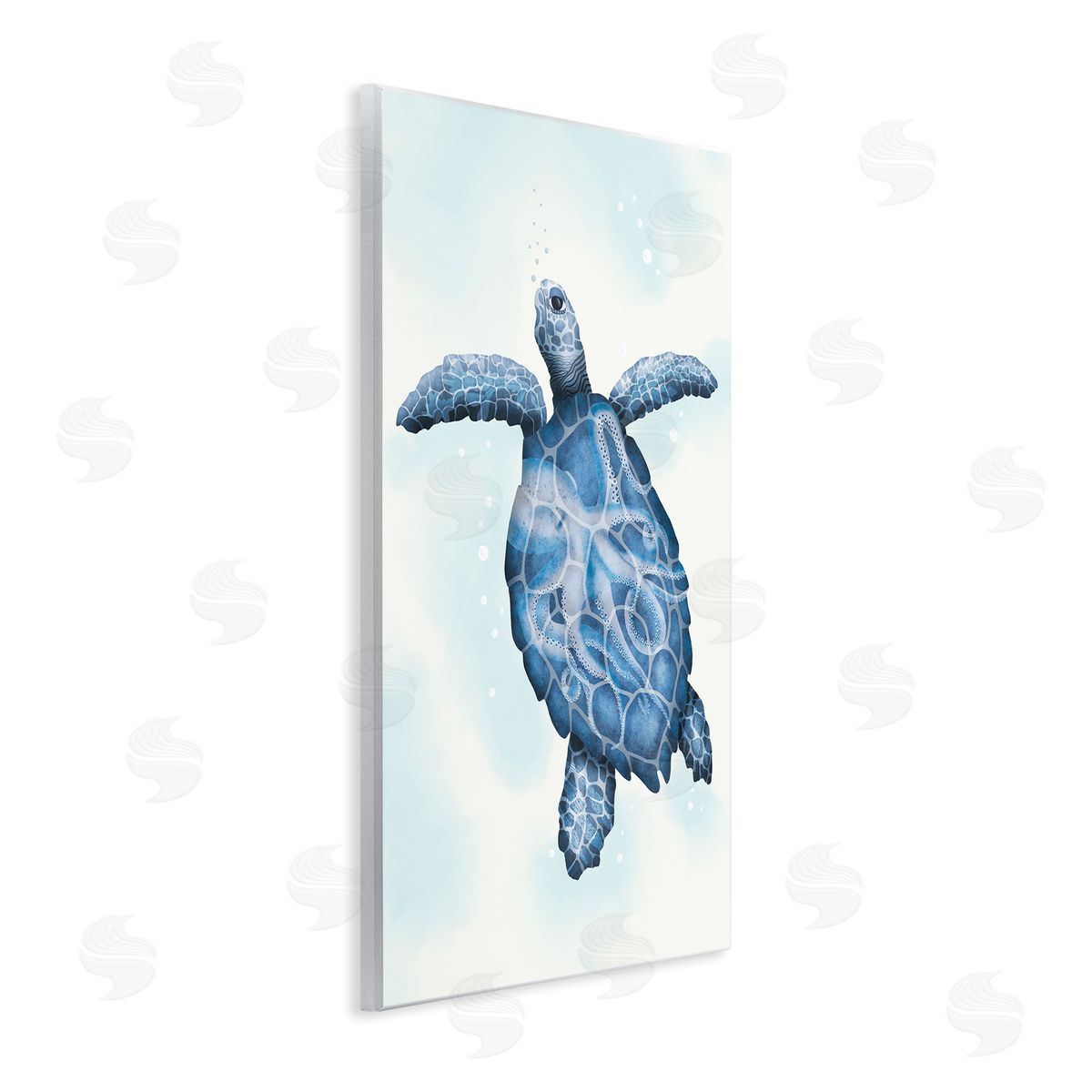 Darlene Seale Swimming Blue Sea Turtle Patterned Tentacles Shell  Wall Plaque Art Print