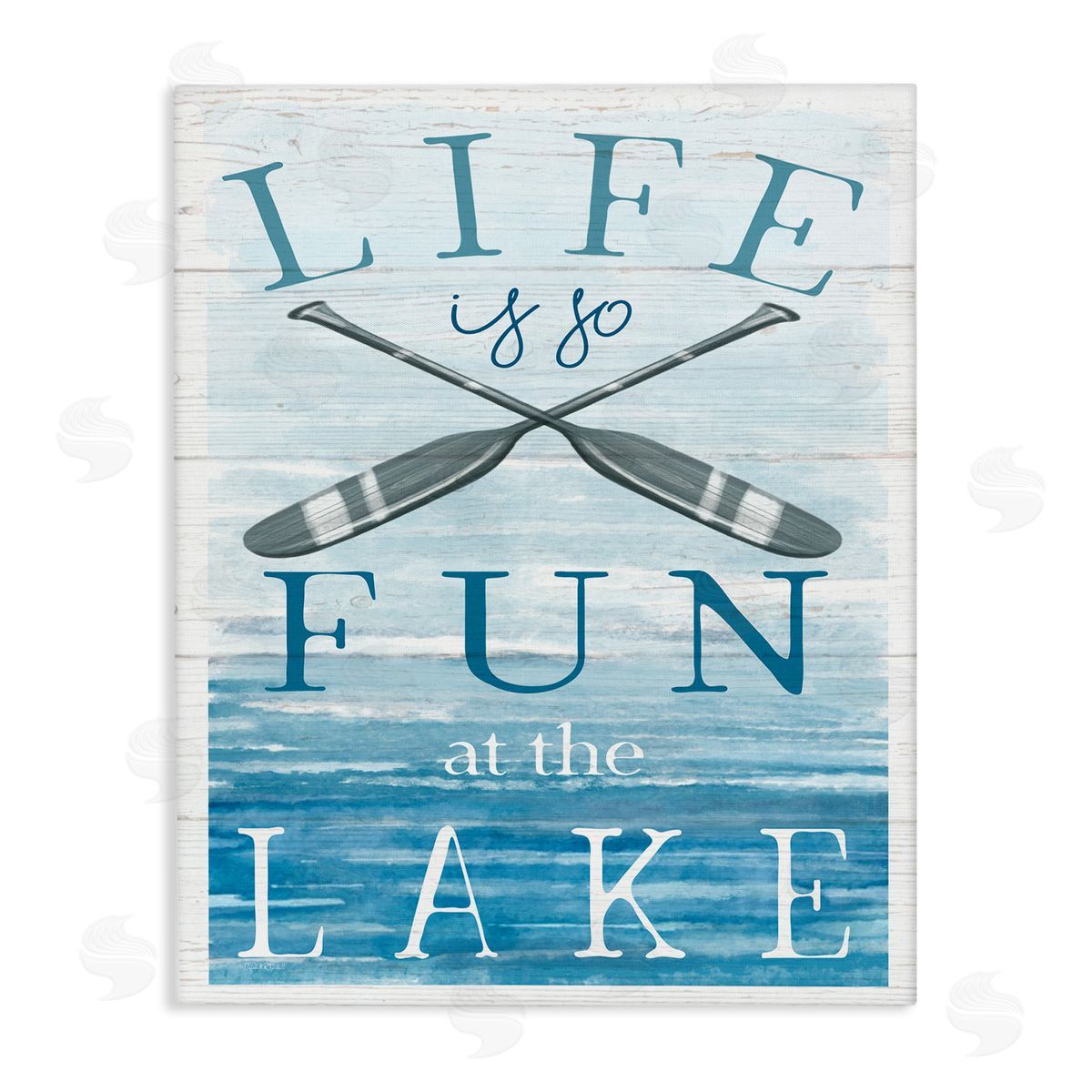 Elizabeth Tyndall Fun at Lake Phrase Crossed Ores Water Stretched Canvas Wall Art Print
