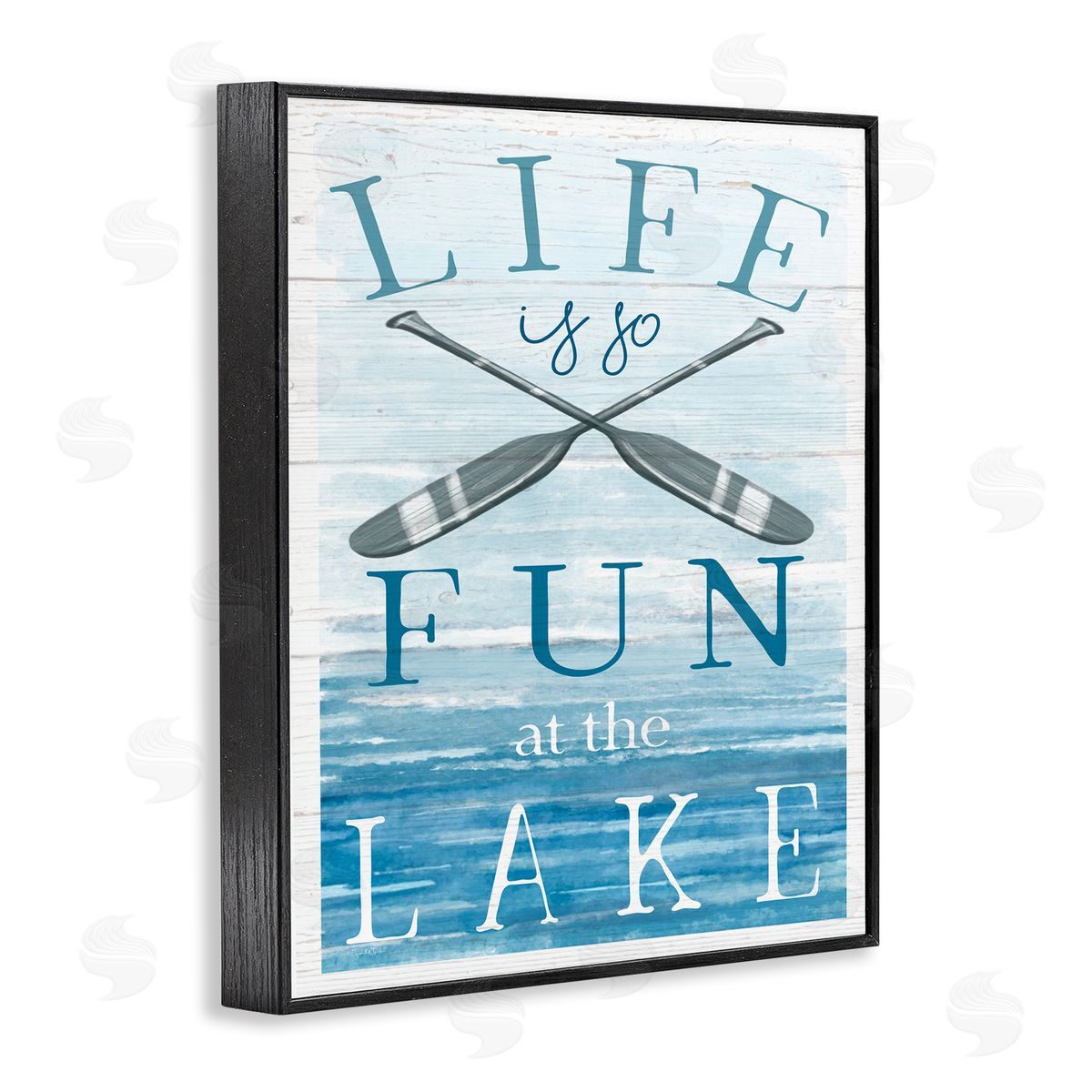 Elizabeth Tyndall Fun at Lake Phrase Crossed Ores Water Black Framed Giclee Wall Art Print
