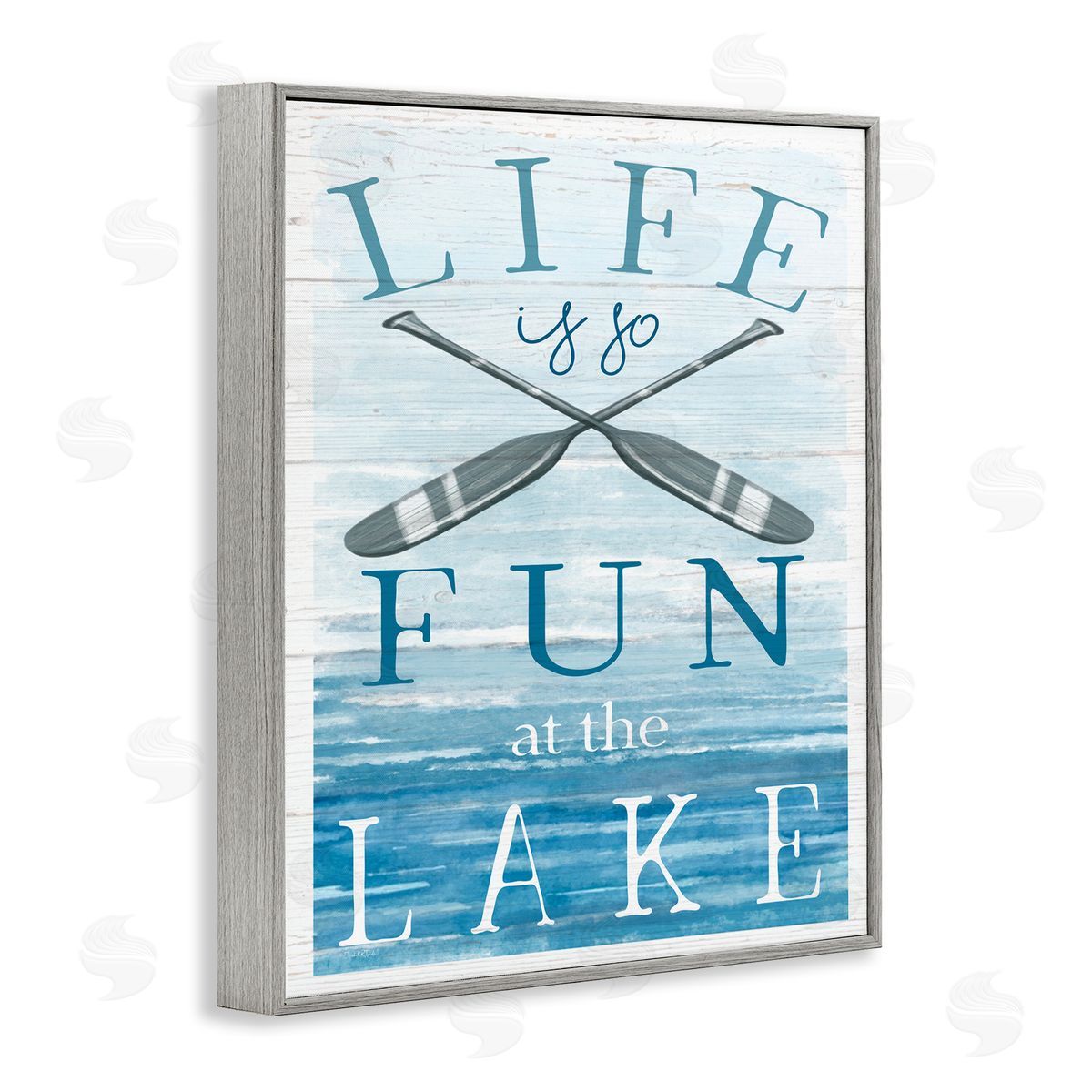 Elizabeth Tyndall Fun at Lake Phrase Crossed Ores Water Gray Framed Giclee Wall Art Print