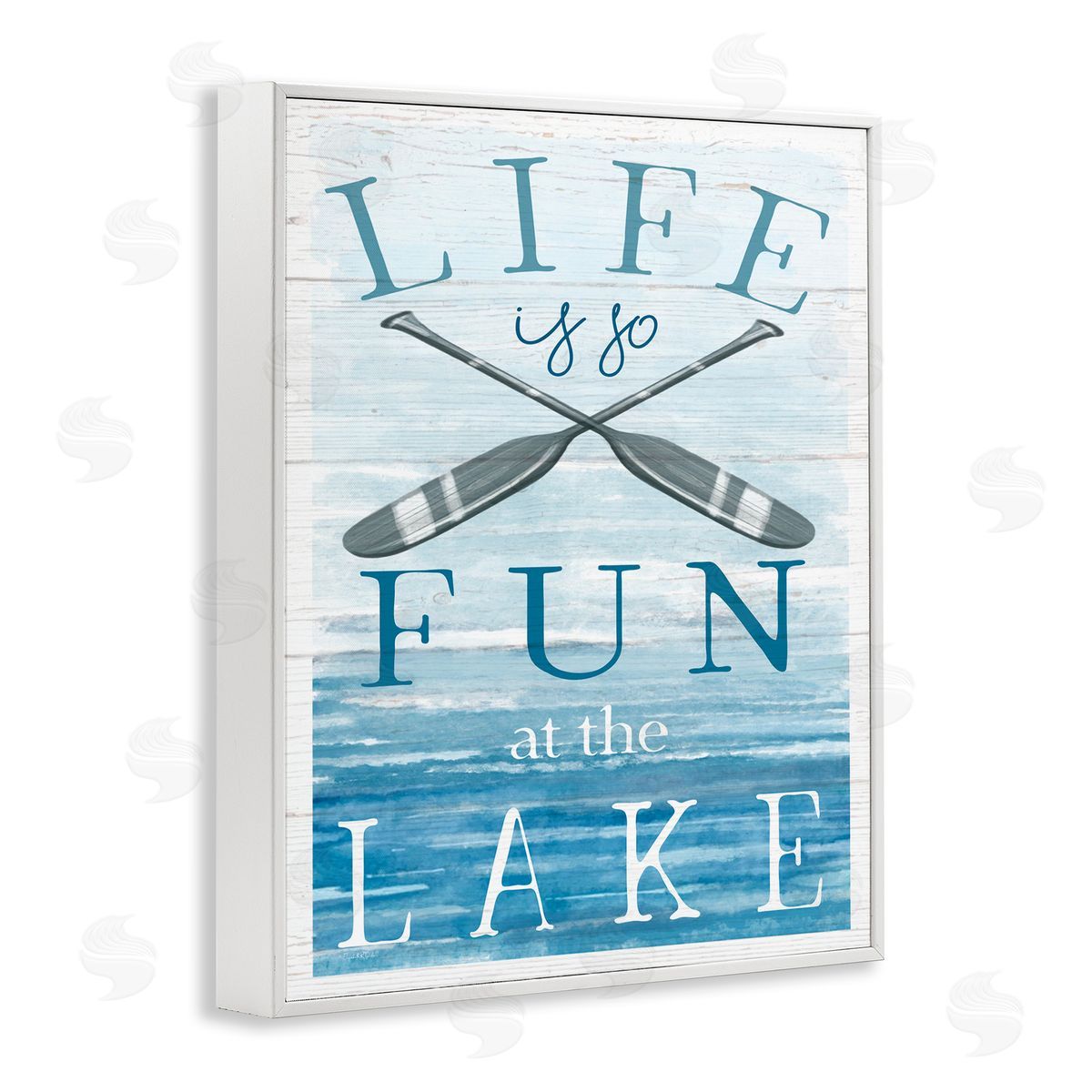 Elizabeth Tyndall Fun at Lake Phrase Crossed Ores Water White Framed Giclee Wall Art Print