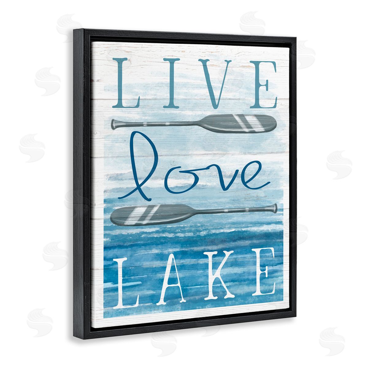 Elizabeth Tyndall Live Love Lake Quote Ores Water  Black Floating Frame Canvas Wall Art Print