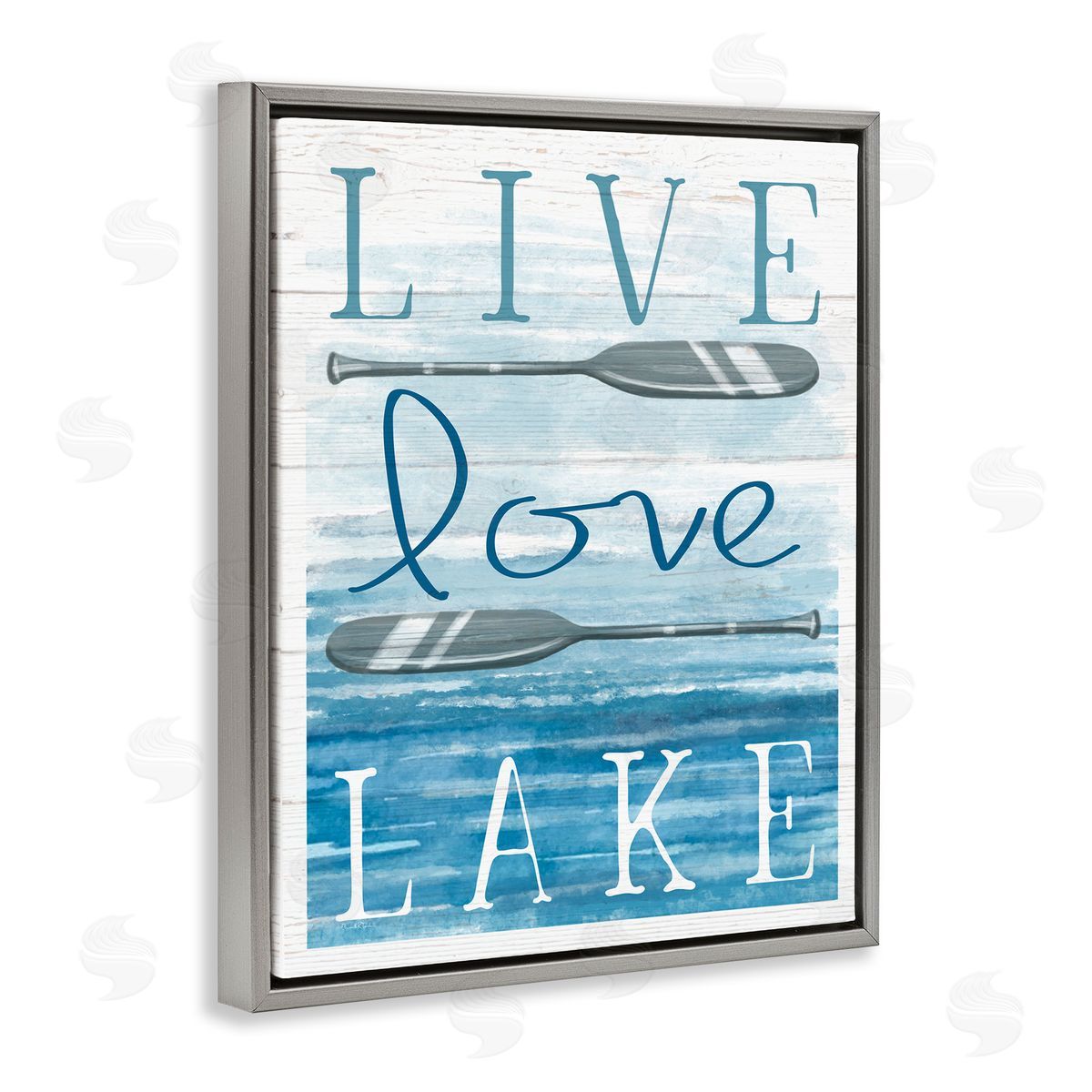 Elizabeth Tyndall Live Love Lake Quote Ores Water  Gray Floating Frame Canvas Wall Art Print