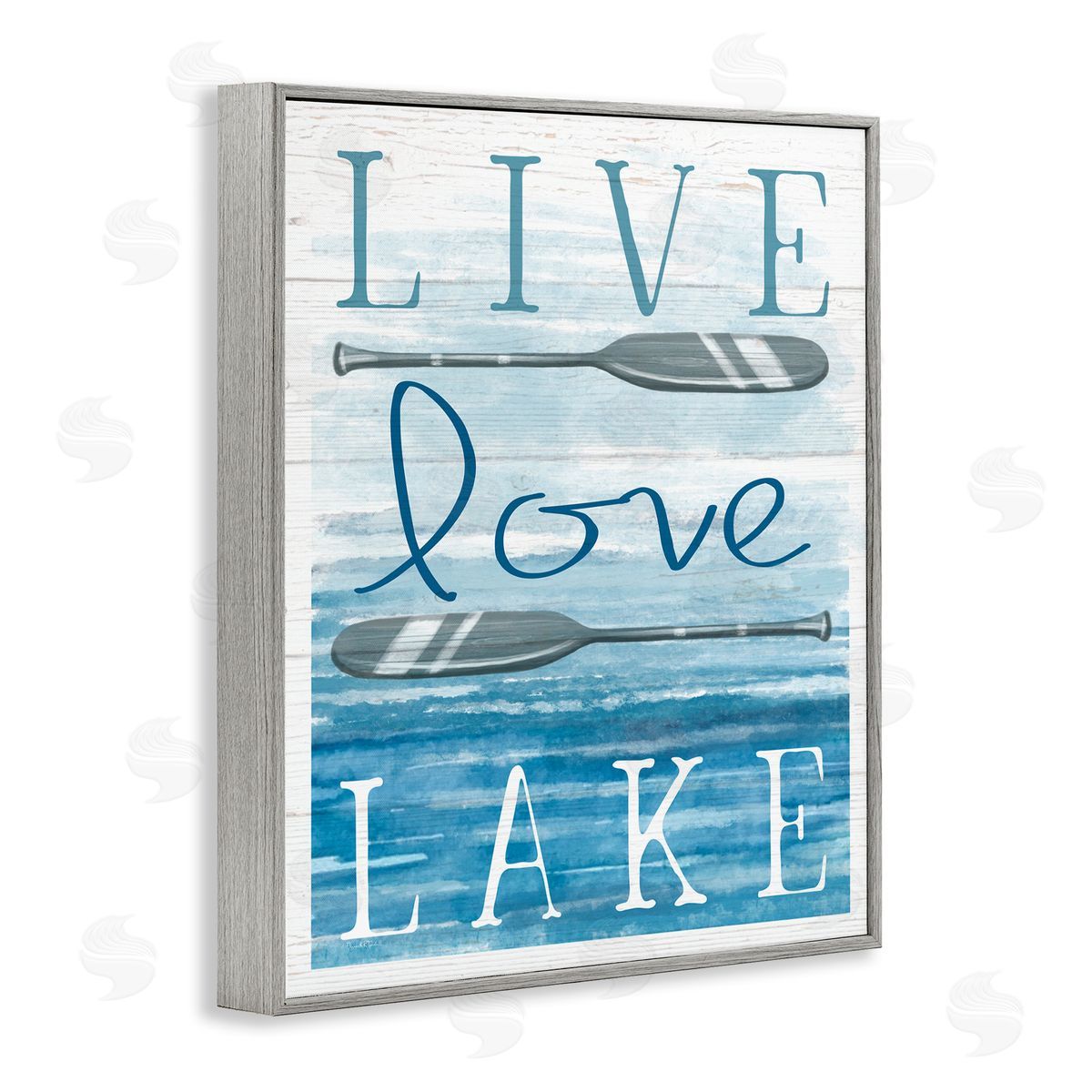 Elizabeth Tyndall Live Love Lake Quote Ores Water  Gray Framed Giclee Wall Art Print