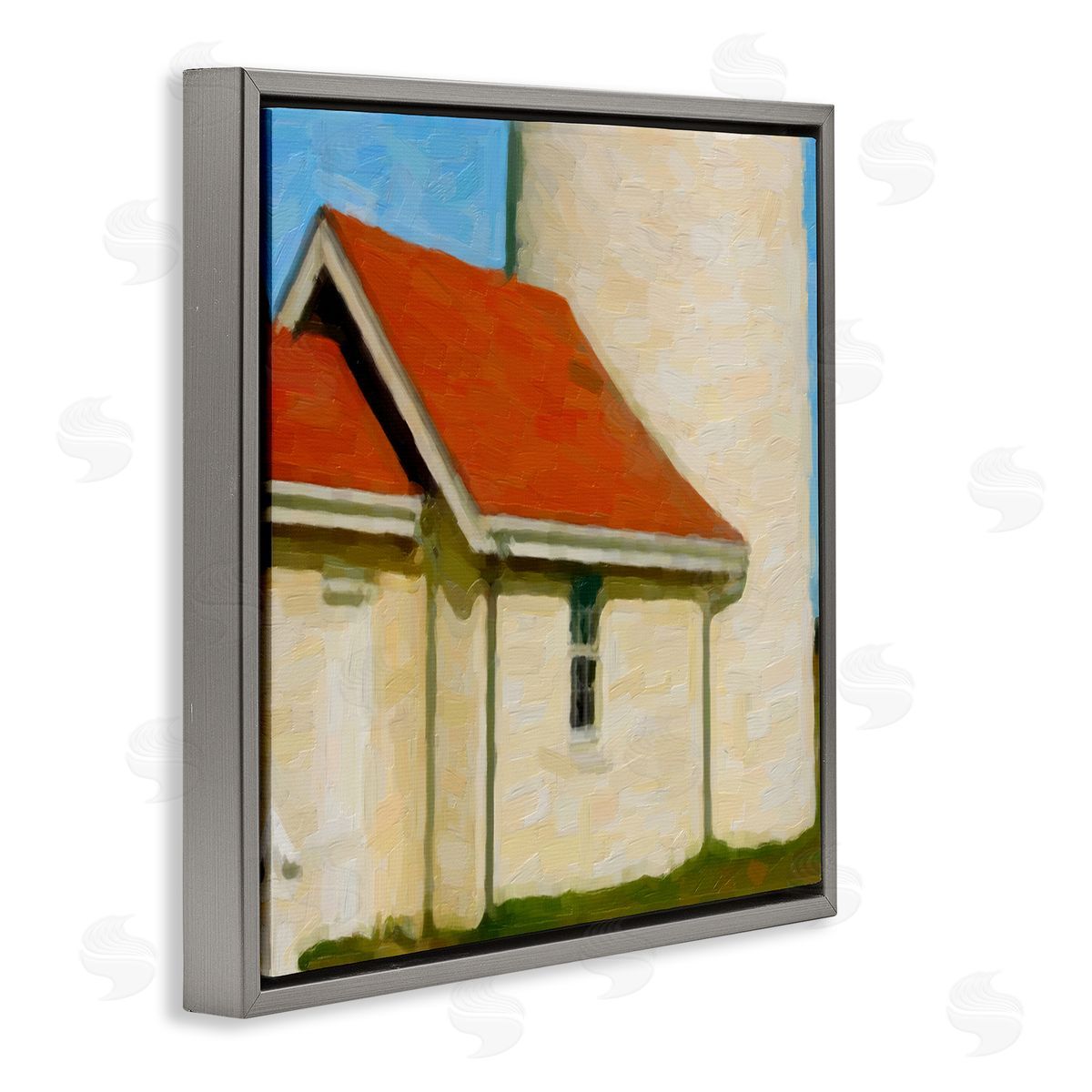 Graffitee Studios Close Up Ocean Lighthouse Coastal Building Architecture  Gray Floating Frame Canvas Wall Art Print