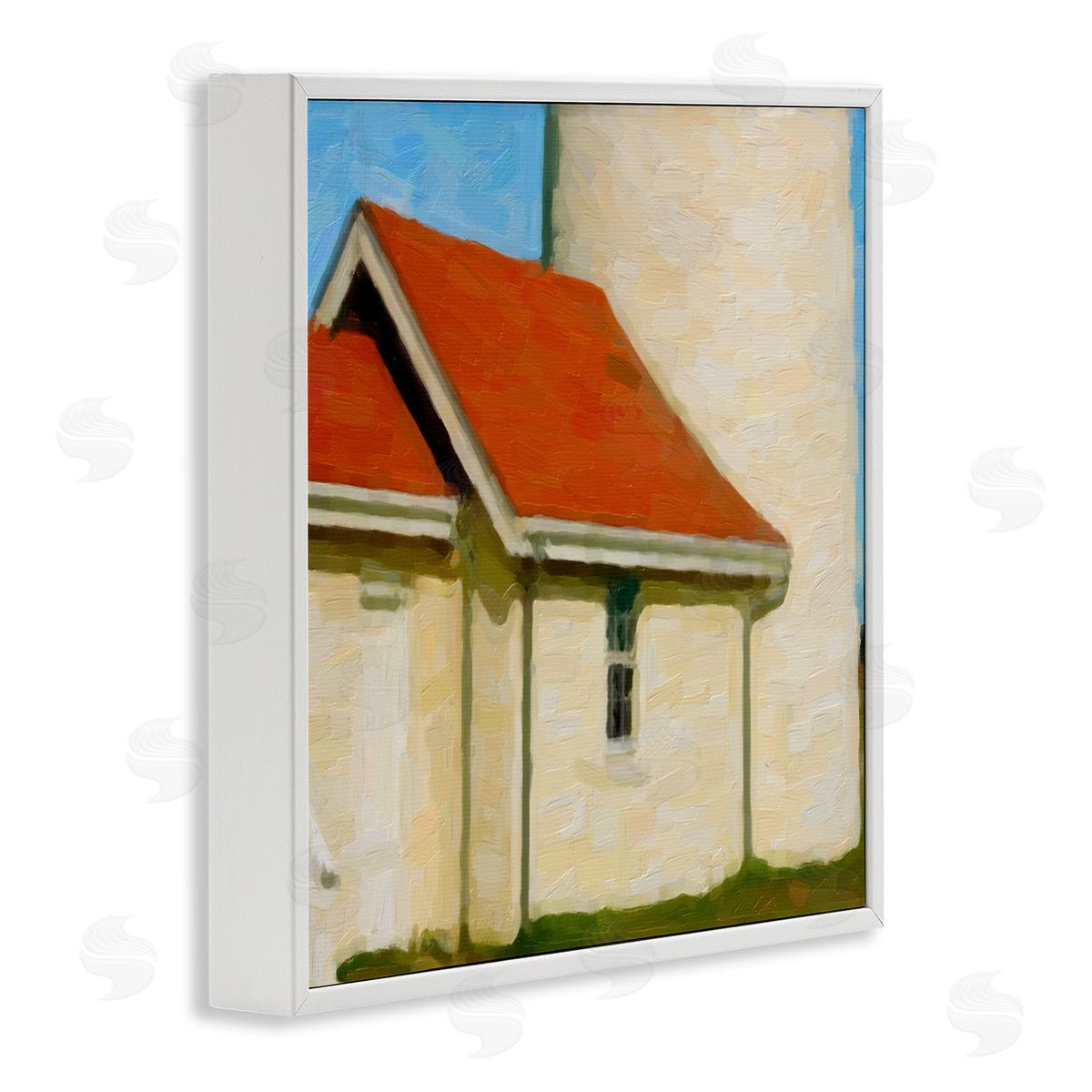 Graffitee Studios Close Up Ocean Lighthouse Coastal Building Architecture  White Framed Glicee Wall Art Print