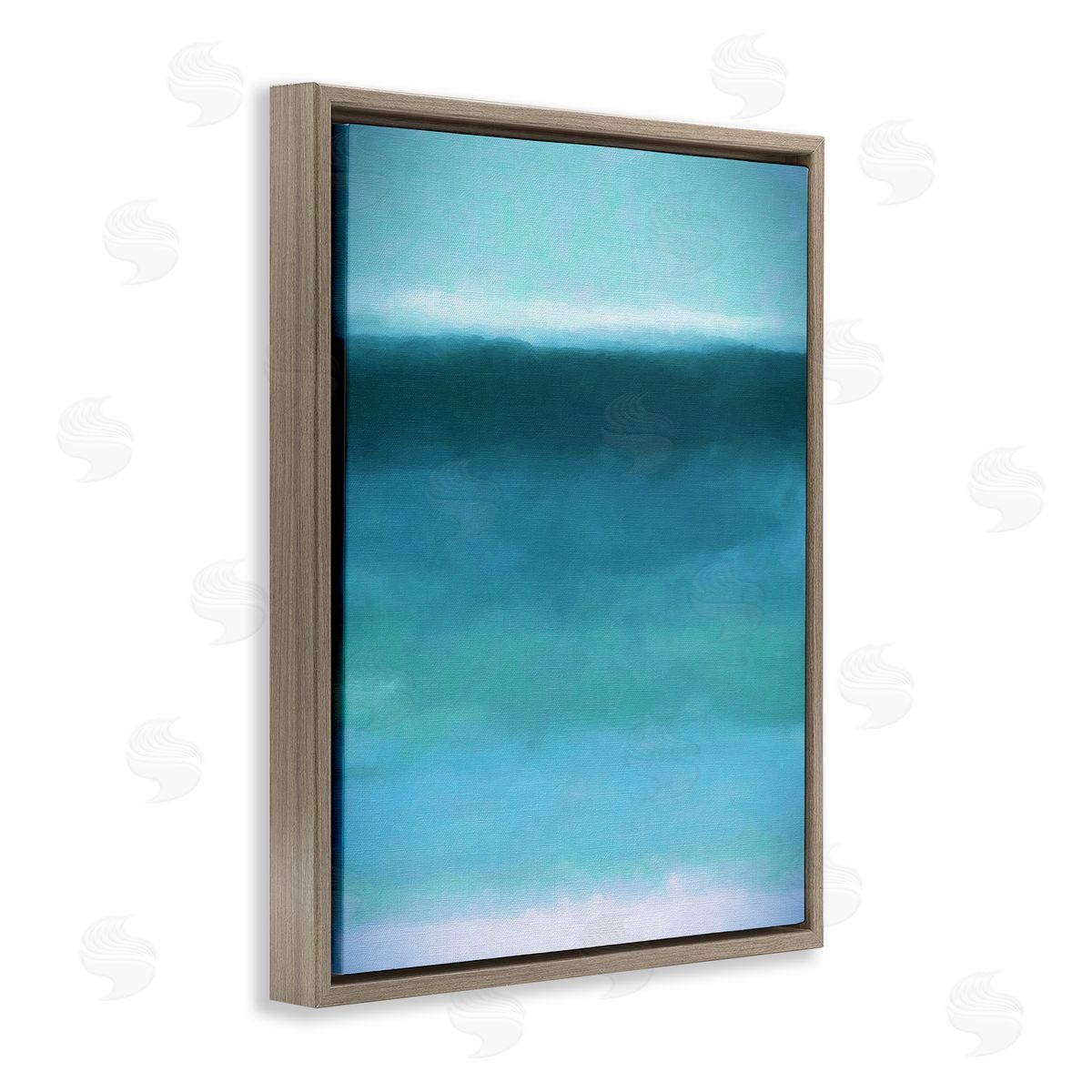 Graffitee Studios Soothing Abstract Scenery Distant Ocean Sea View  Brown Floating Frame Canvas Wall Art Print