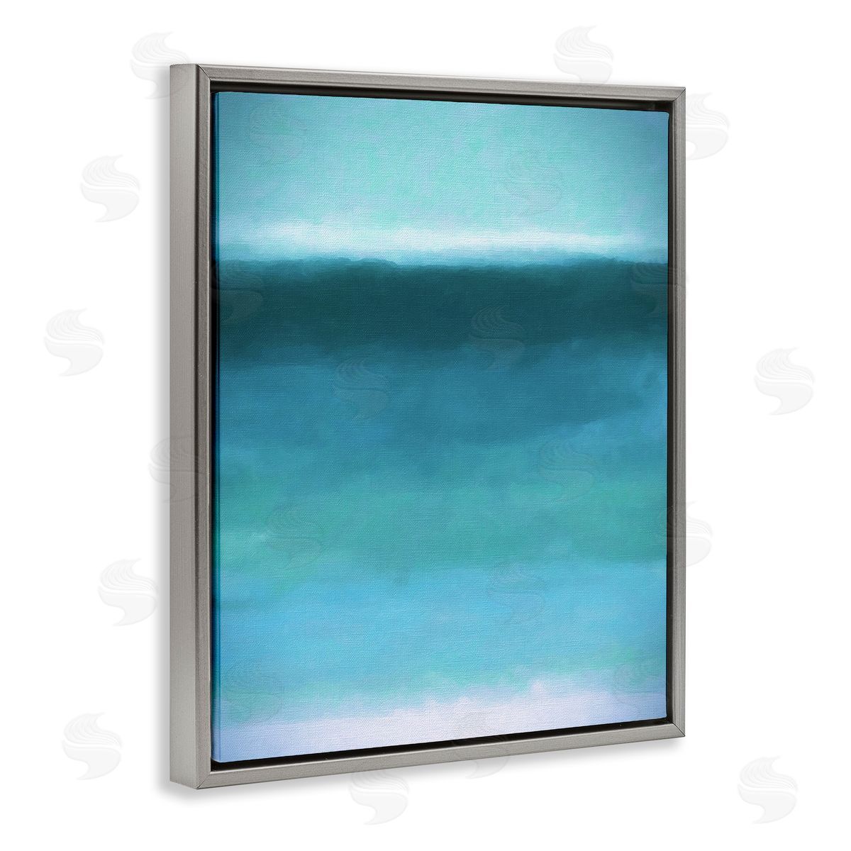Graffitee Studios Soothing Abstract Scenery Distant Ocean Sea View  Gray Floating Frame Canvas Wall Art Print