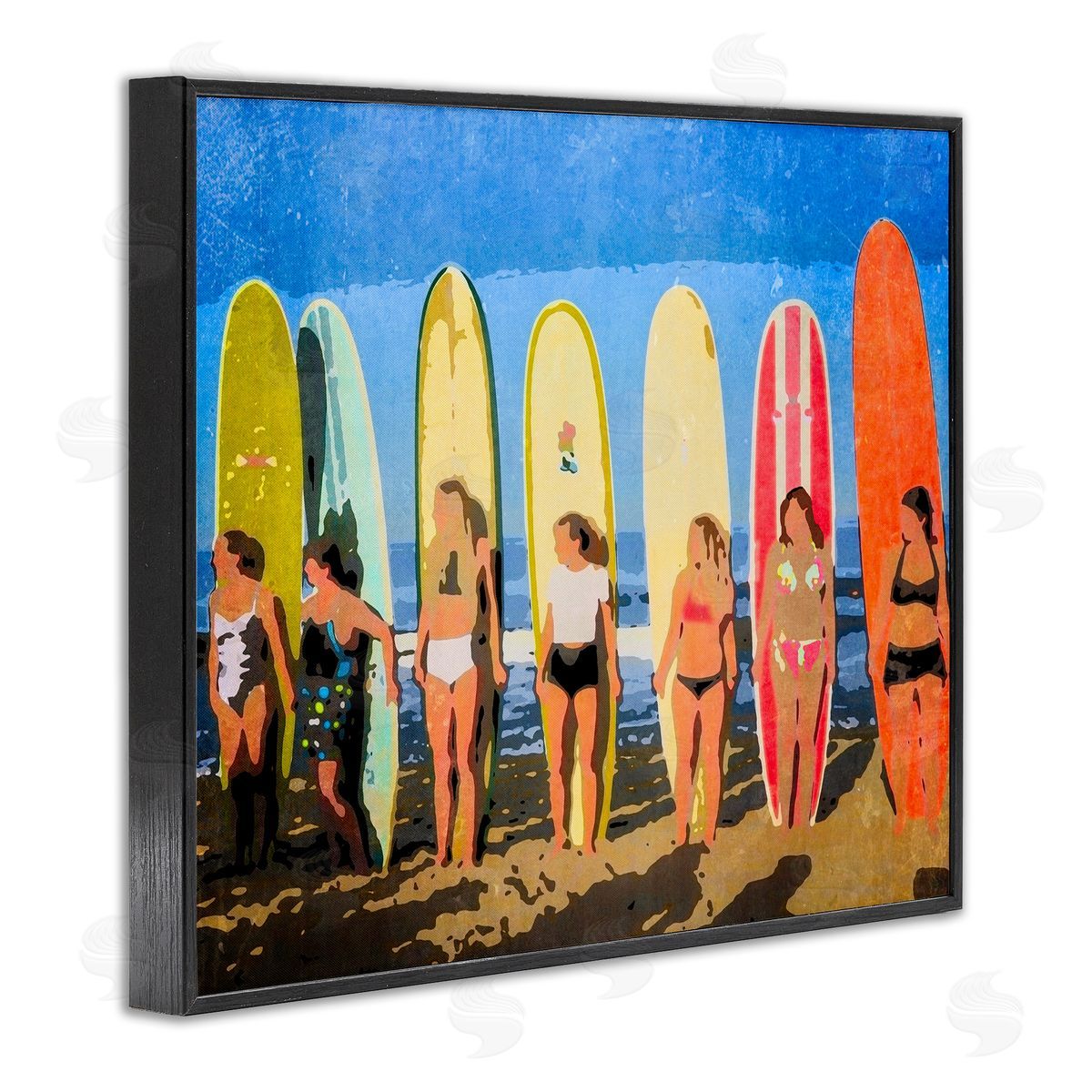 Graffitee Studios Modern Pop Women Surfing Ocean Sports  Black Framed Giclee Wall Art Print