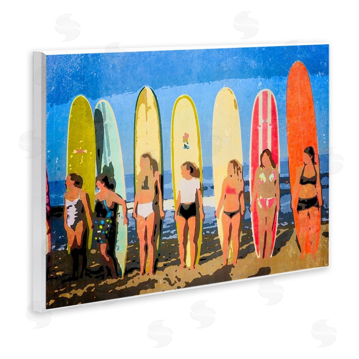 Graffitee Studios Modern Pop Women Surfing Ocean Sports  Wall Plaque Art Print