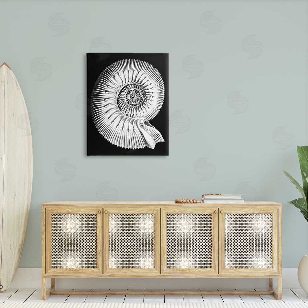 Graffitee Studios Spiral Sea Life Beach Shell Modern Fractal  Canvas Wall Art Print in Room
