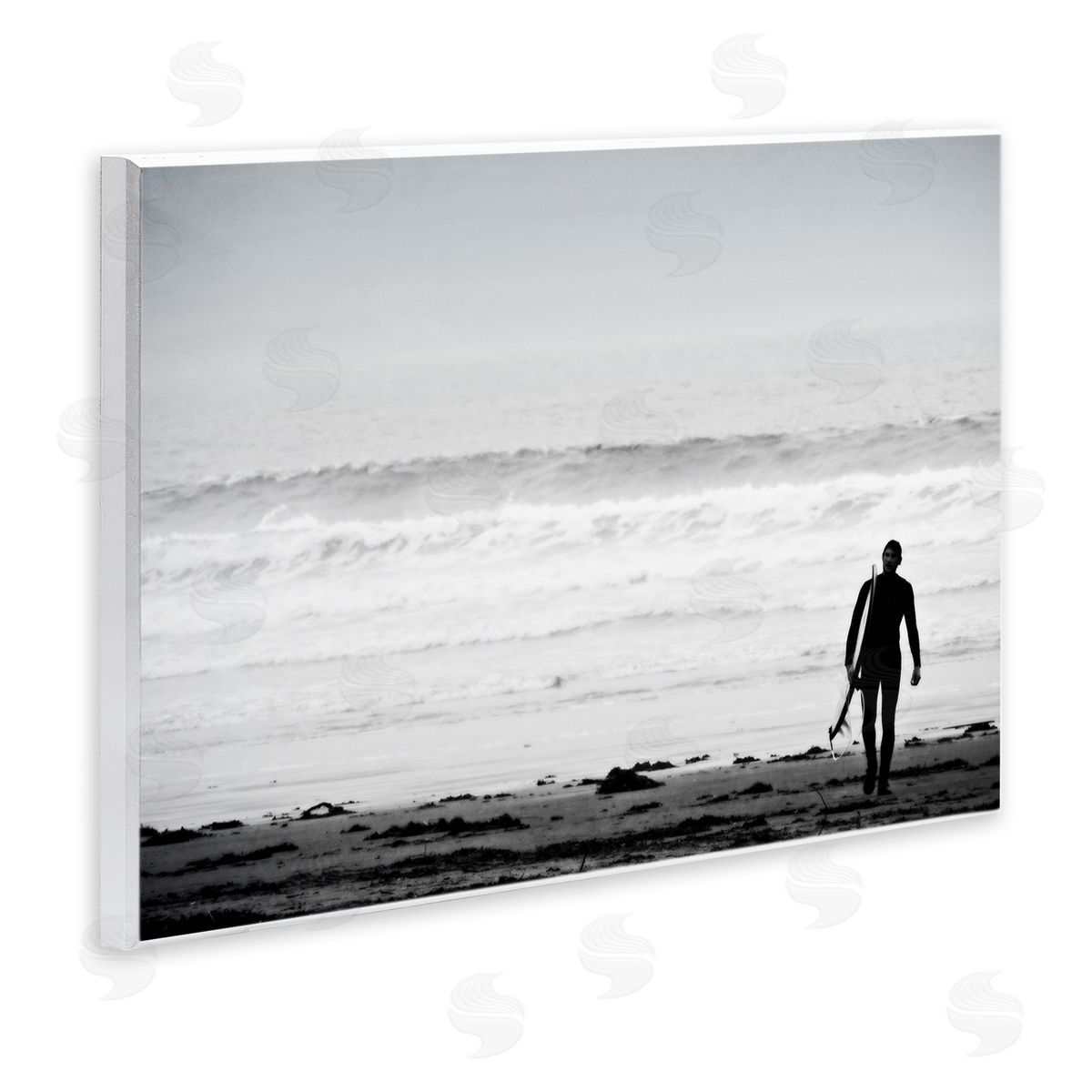 Graffitee Studios Surfer Silhouette Beach Stroll Distant Ocean Waves  Wall Plaque Art Print