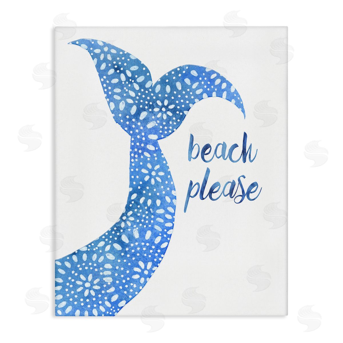Jackie Decker Beach Please Blue Mermaid Tail Mandala Pattern  Stretched Canvas Wall Art Print