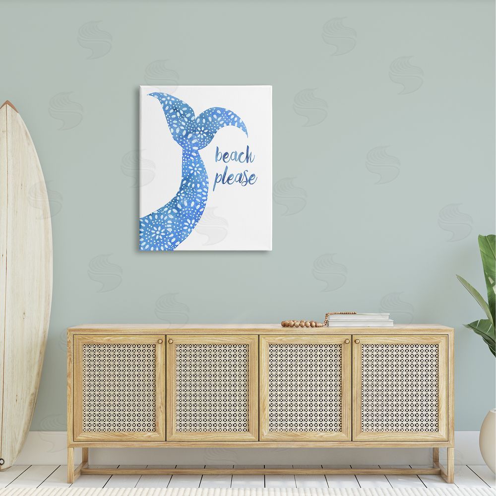 Jackie Decker Beach Please Blue Mermaid Tail Mandala Pattern  Canvas Wall Art Print in Room