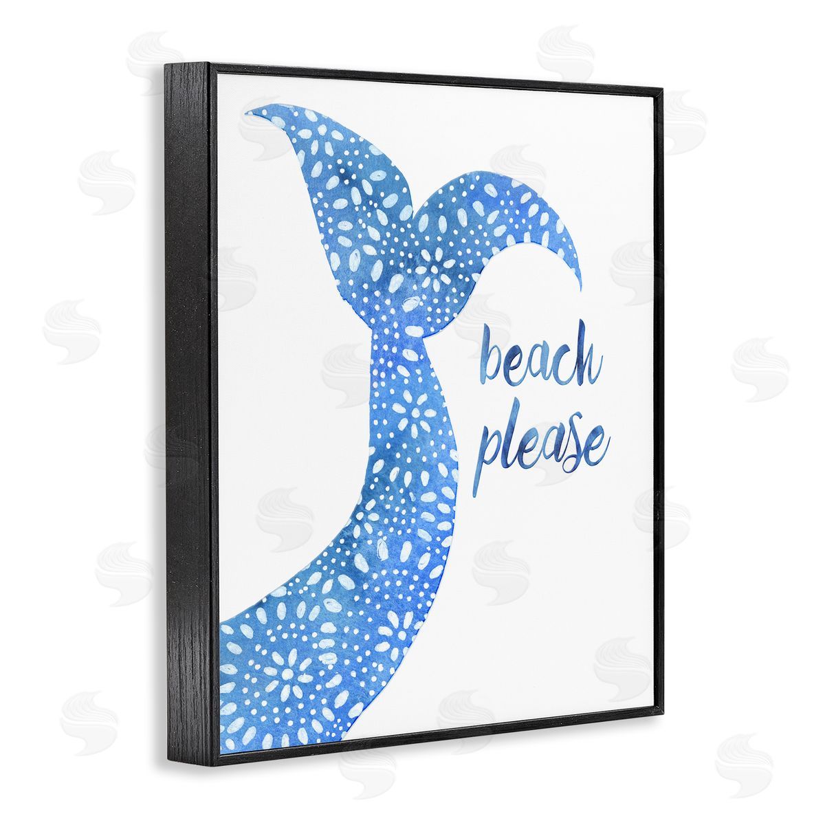 Jackie Decker Beach Please Blue Mermaid Tail Mandala Pattern  Black Framed Giclee Wall Art Print