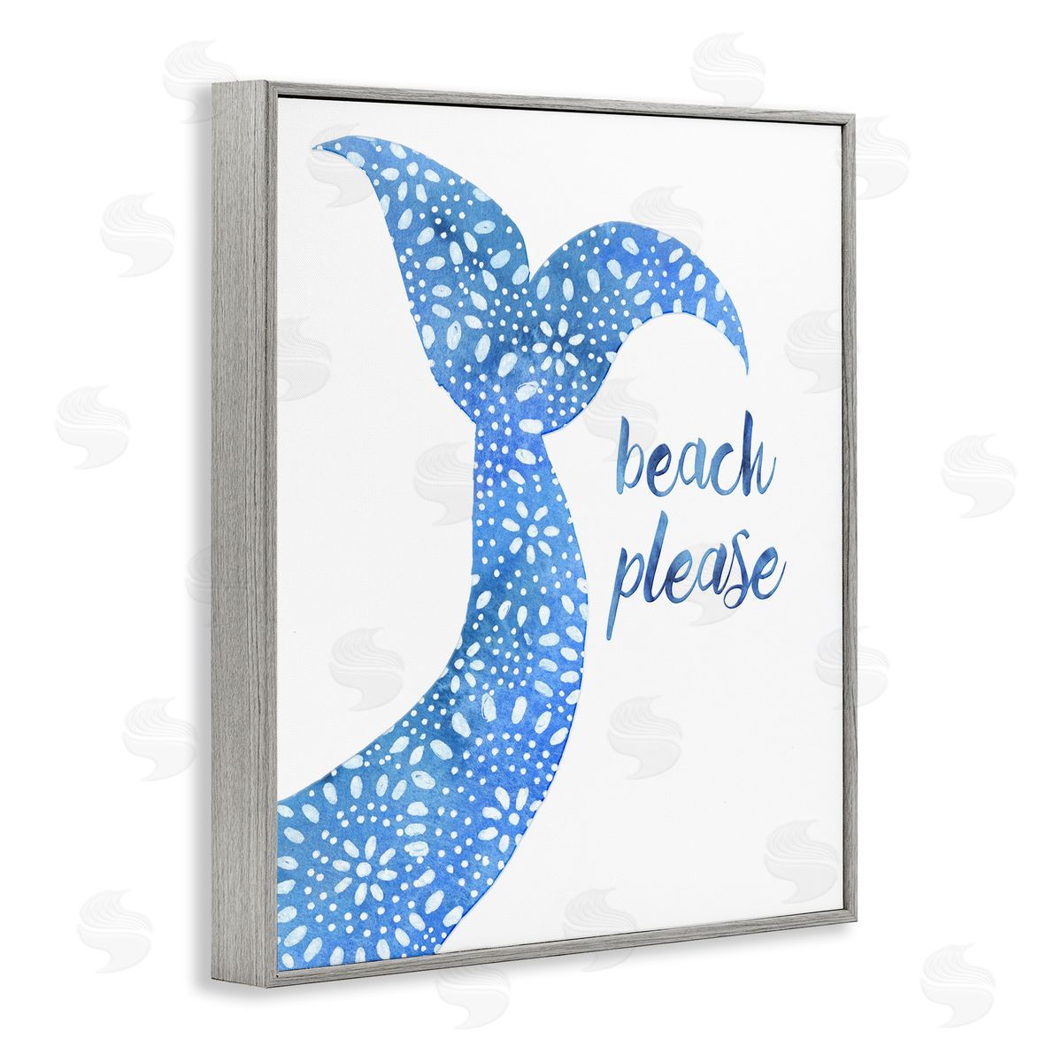 Jackie Decker Beach Please Blue Mermaid Tail Mandala Pattern  Gray Framed Giclee Wall Art Print