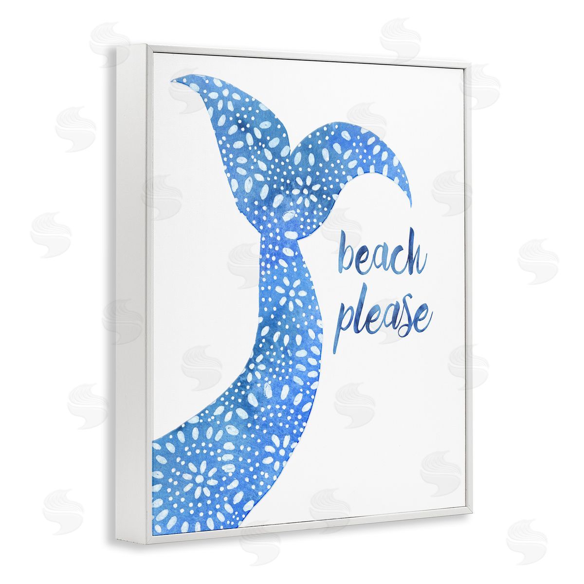 Jackie Decker Beach Please Blue Mermaid Tail Mandala Pattern  White Framed Giclee Wall Art Print