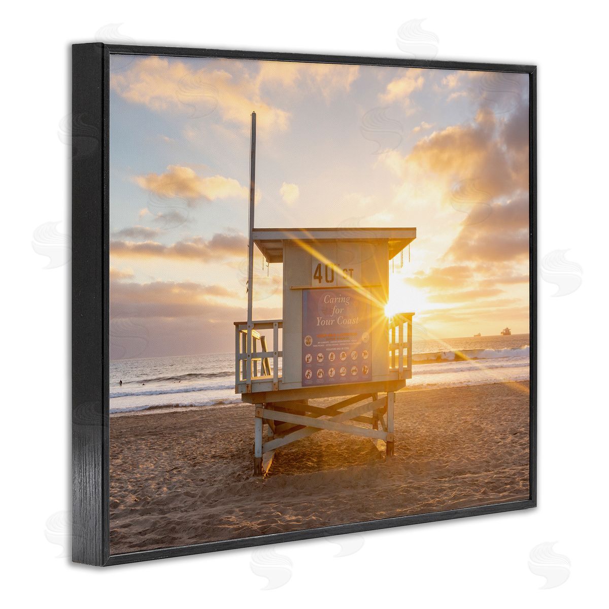 Jeff Poe Photography Beach Hut Summer Sunlight Rays Sandy Coast Black Framed Giclee Wall Art Print