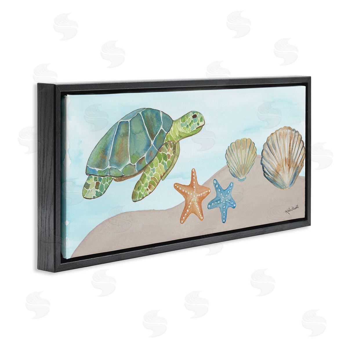 Katie Doucette Green Turtle Swimming Starfish Shells Sea Life 