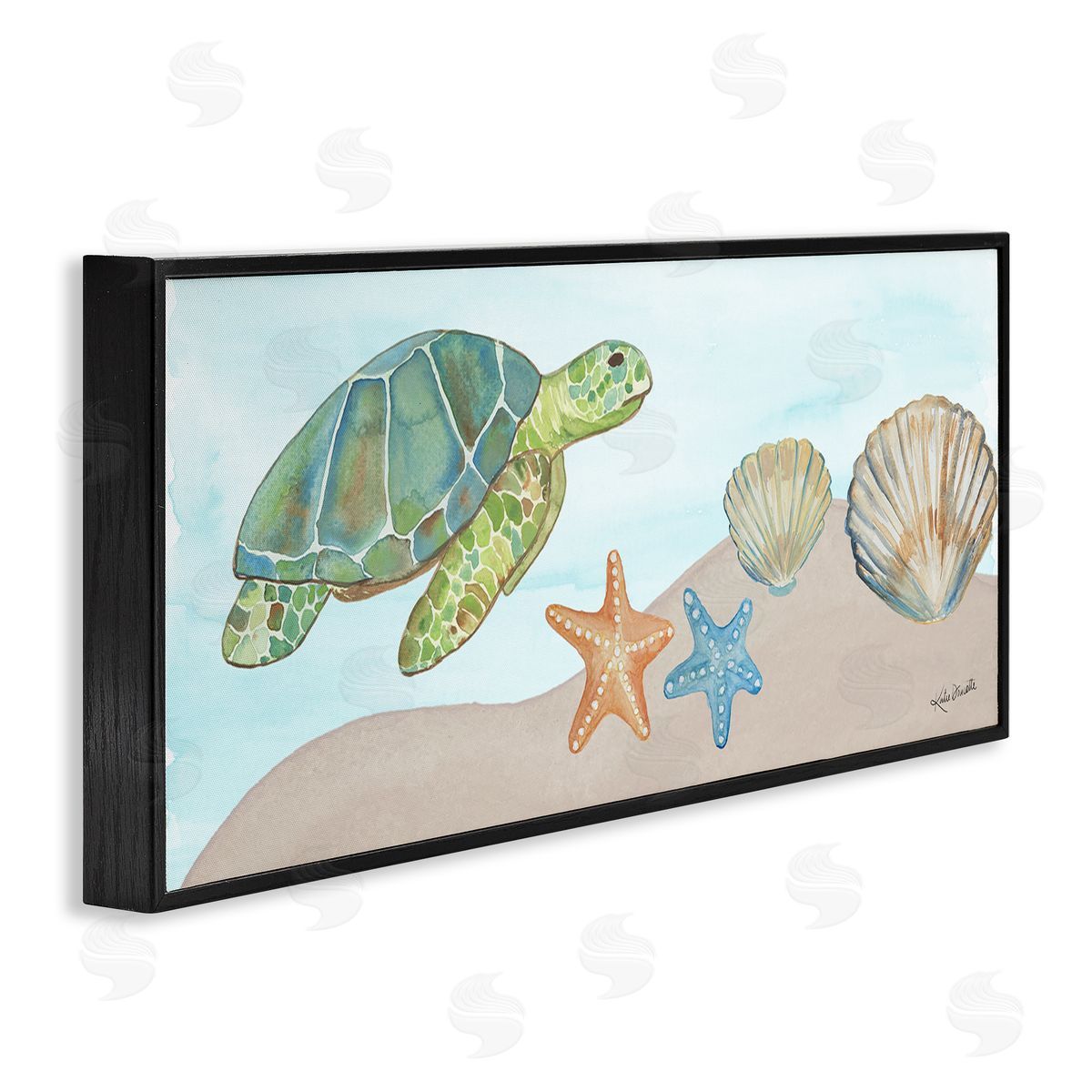 Katie Doucette Green Turtle Swimming Starfish Shells Sea Life 