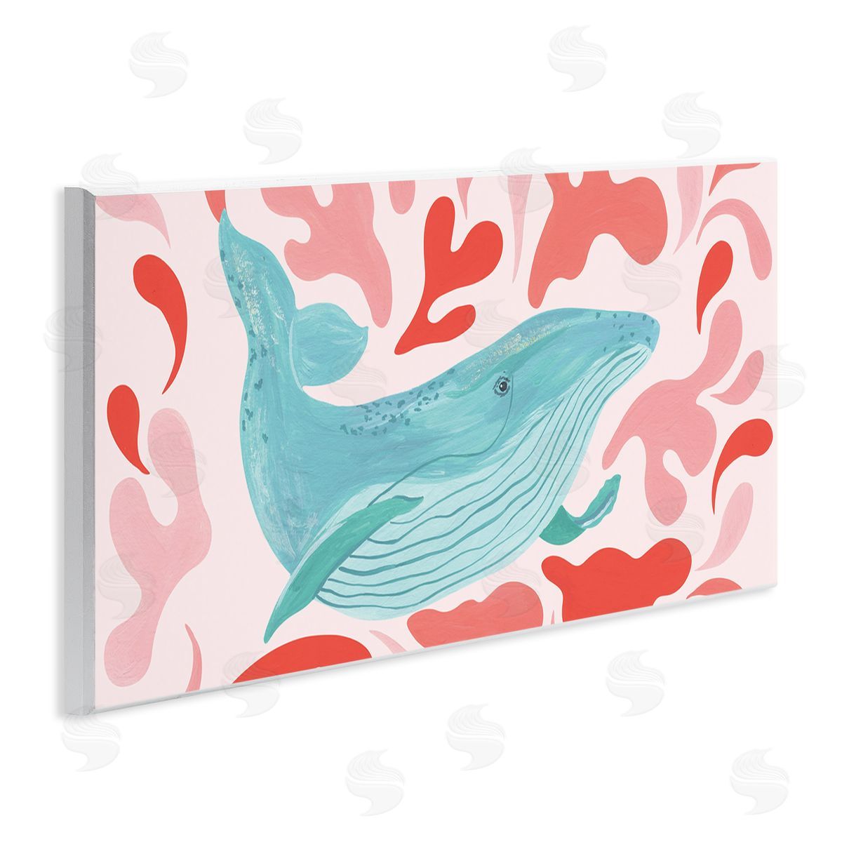 Aralma Nautical Whale Pink Abstract Shapes Pattern 