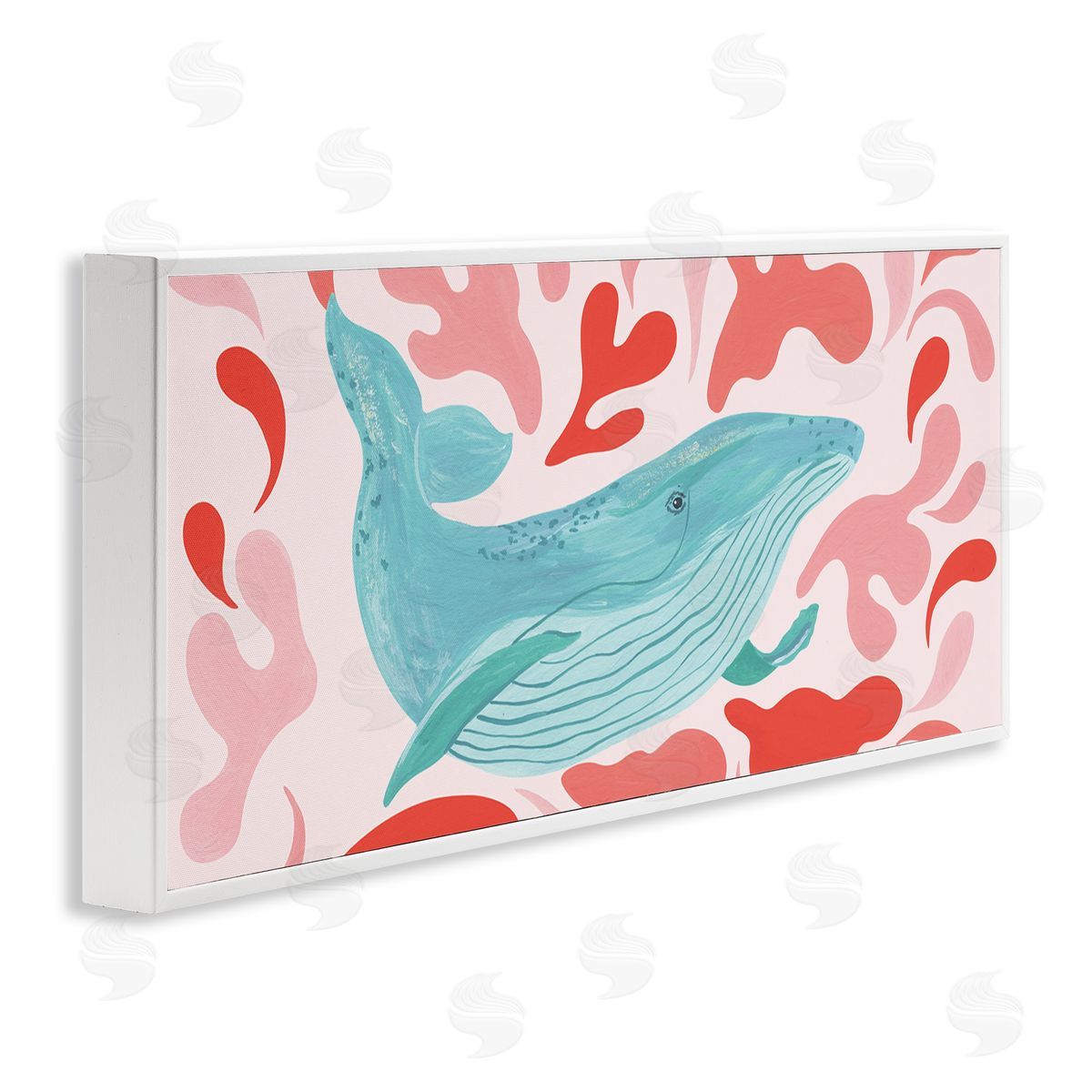 Aralma Nautical Whale Pink Abstract Shapes Pattern 