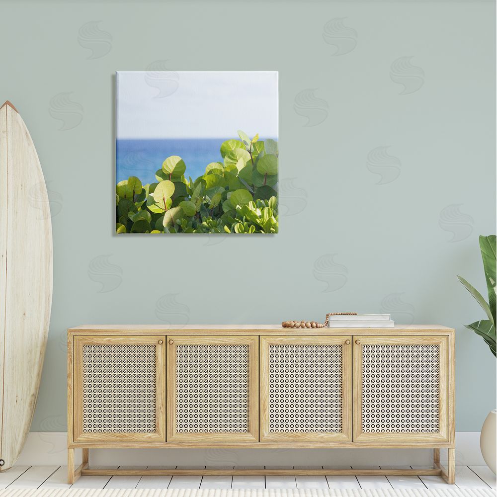 Michael Quackenbush Lush Greenery Plants Distant Beach Ocean Water  Canvas Wall Art in Room
