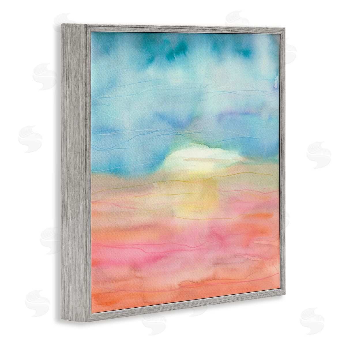 Elvira Errico Abstract Watercolor Landscape Sun Rising Horizon Sky Gray Framed Glicee Wall Art Print