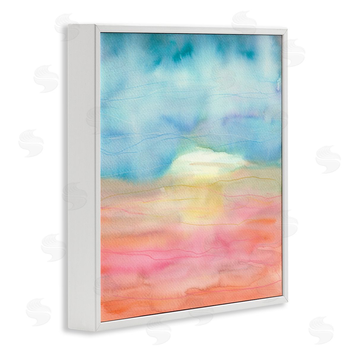 Elvira Errico Abstract Watercolor Landscape Sun Rising Horizon Sky White Framed Glicee Wall Art Print