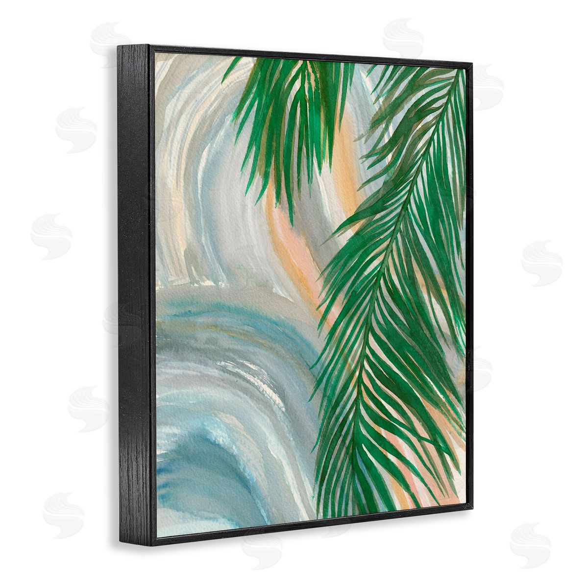 Elvira Errico Tropical Palm Tree Leaves Close Up Swirl Pattern  Black Framed Giclee Wall Art Print