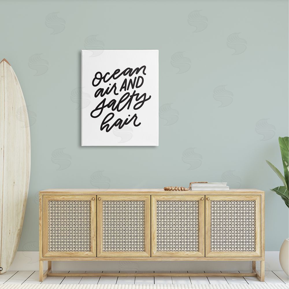 Leah Bisch Ocean Air Salty Hair Beach Lover Calligraphy  Canvas Wall Art Print in Room