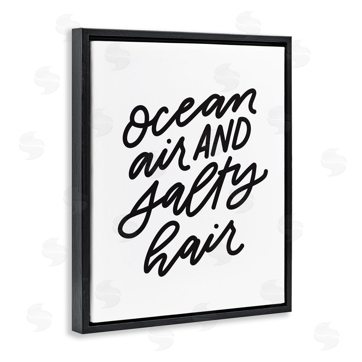 Leah Bisch Ocean Air Salty Hair Beach Lover Calligraphy  Black Floating Frame Canvas Wall Art Print