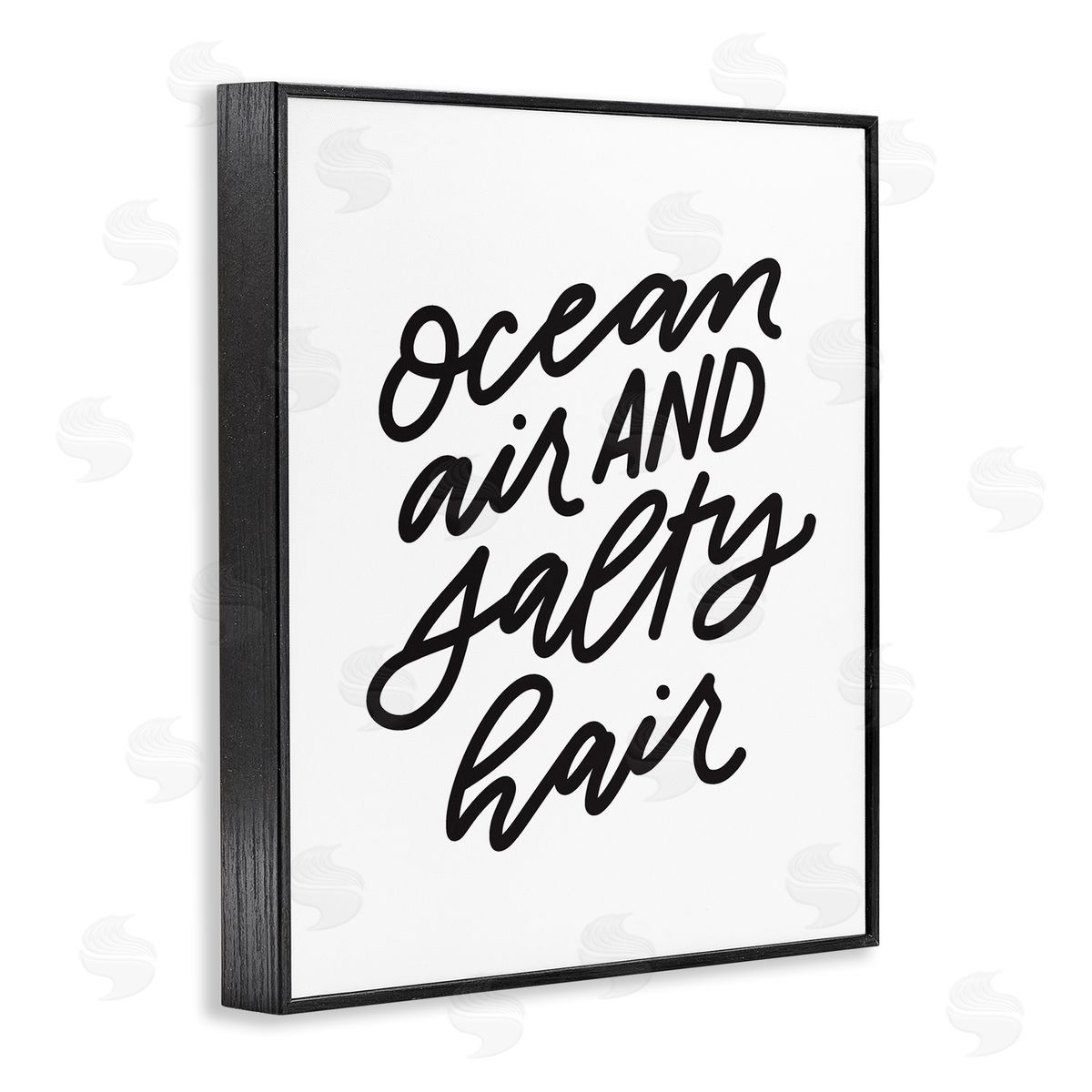 Leah Bisch Ocean Air Salty Hair Beach Lover Calligraphy  Black Framed Giclee Wall Art Print