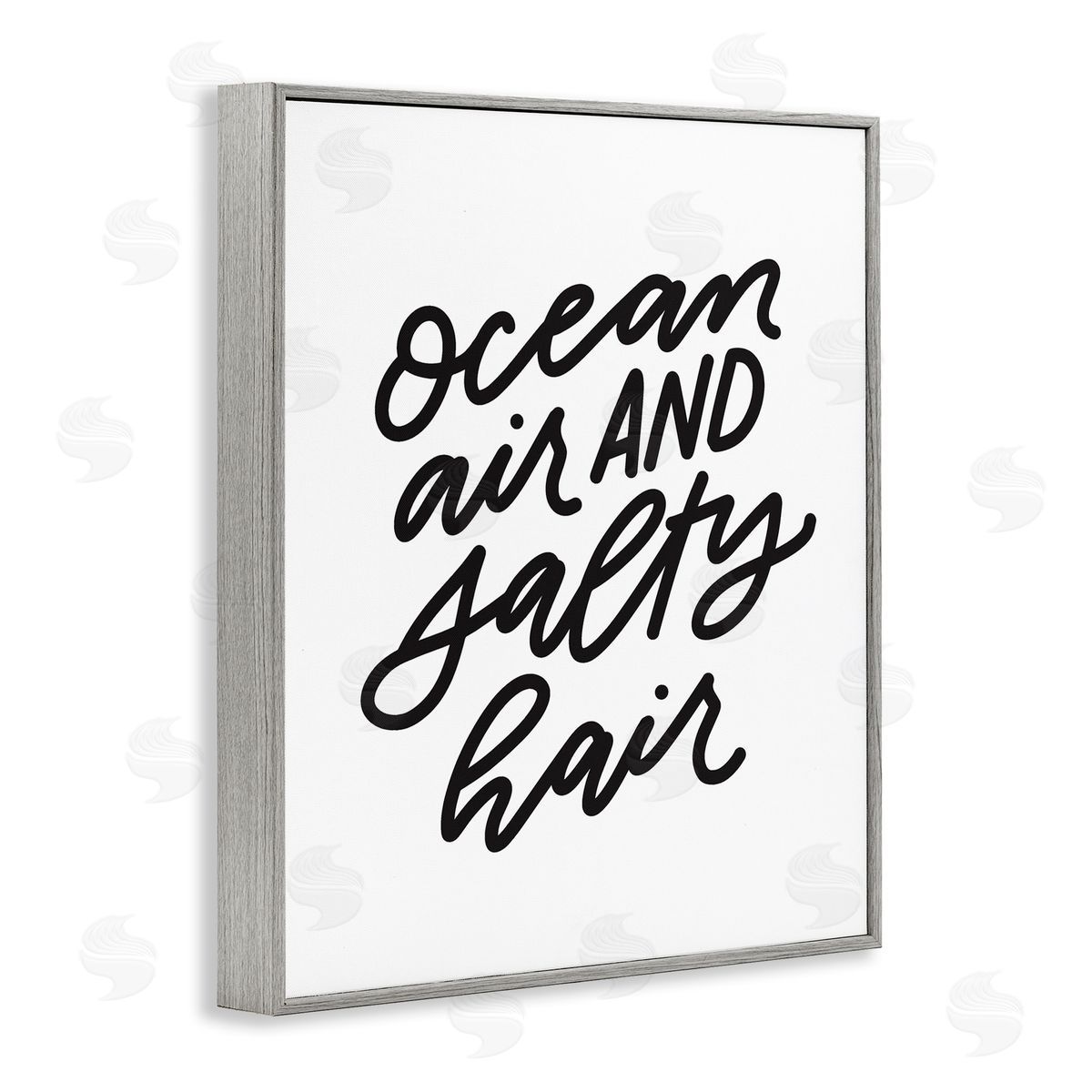 Leah Bisch Ocean Air Salty Hair Beach Lover Calligraphy  Gray Framed Giclee Wall Art Print