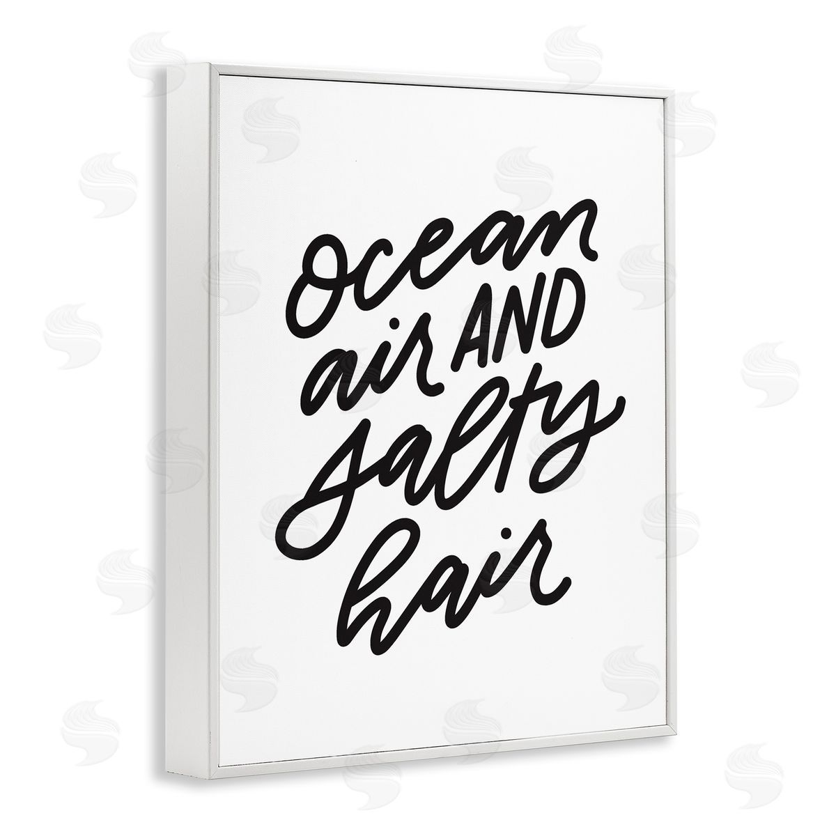 Leah Bisch Ocean Air Salty Hair Beach Lover Calligraphy  White Framed Giclee Wall Art Print