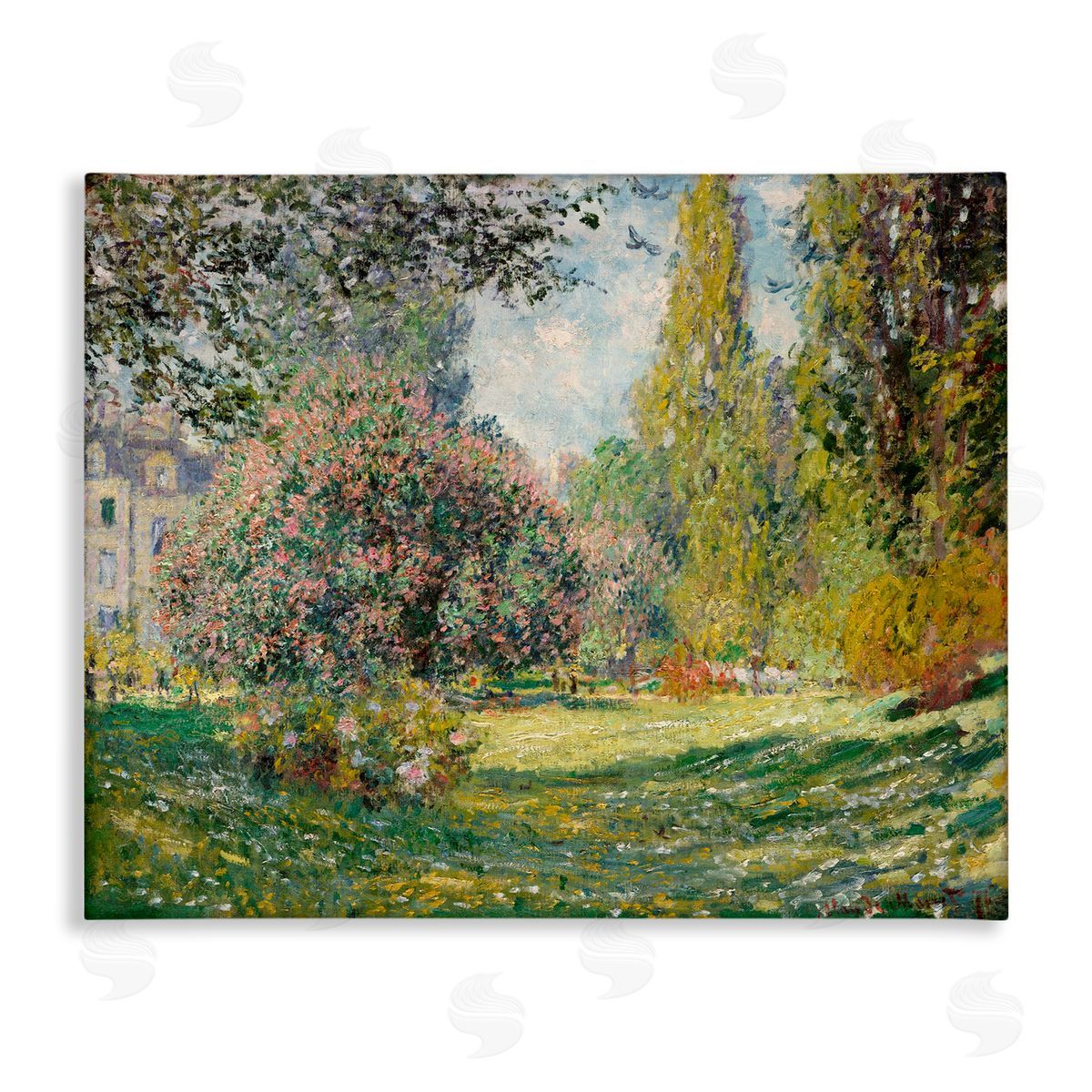 Lettered and Lined Impressionist Flower Field Garden Vintage Estate Stretched Canvas Wall Art Print