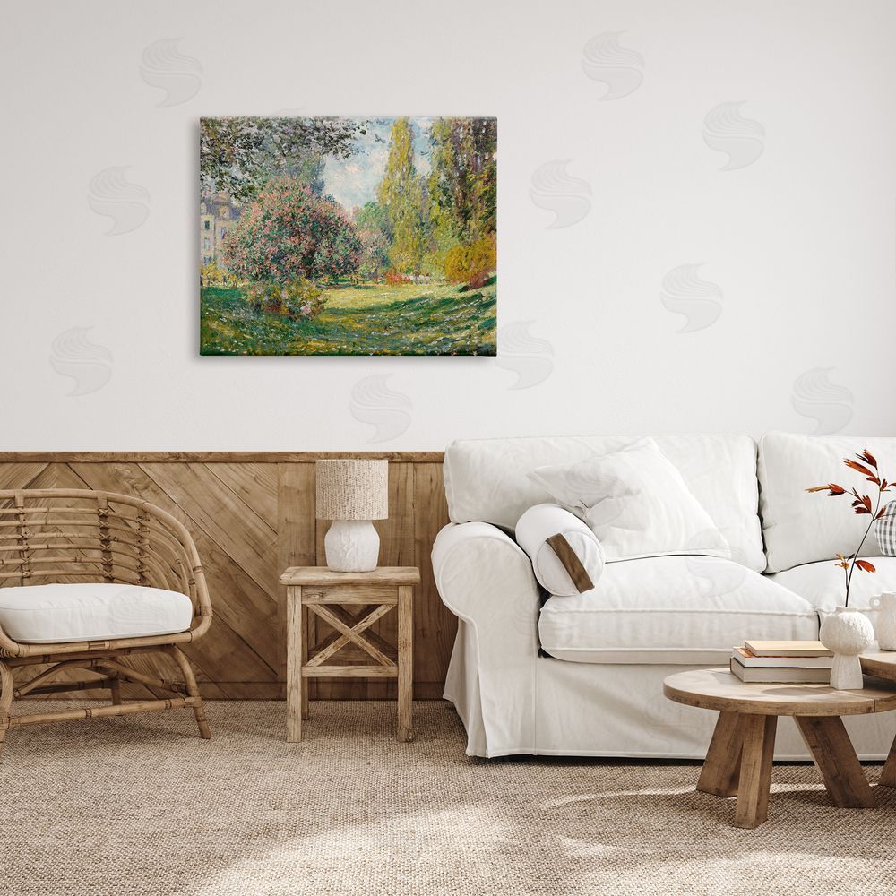 Lettered and Lined Impressionist Flower Field Garden Vintage Estate Canvas Wall Art Print in Room