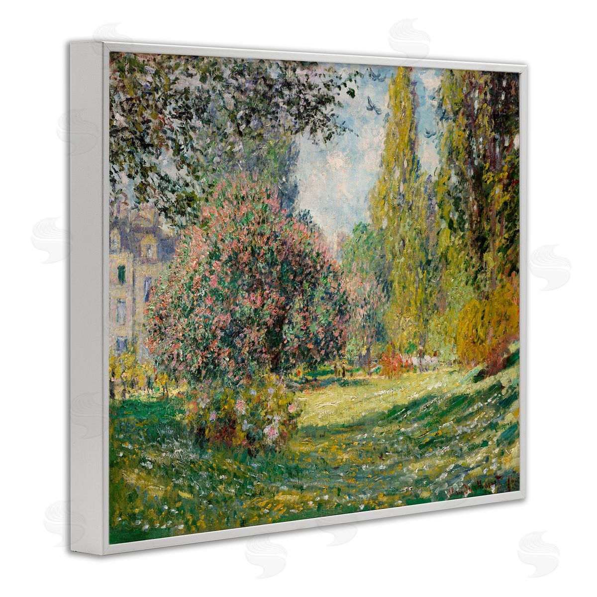 Lettered and Lined Impressionist Flower Field Garden Vintage Estate White Framed Giclee Wall Art Print