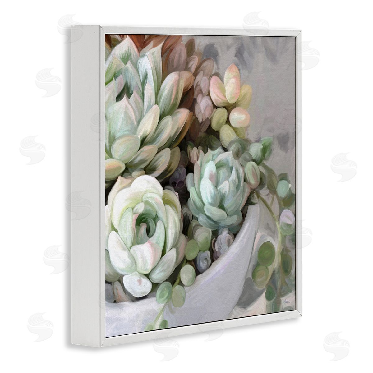 Amy Hall Botanical Succulent Arrangement Potted Floral Blossoms  White Framed Glicee Wall Art Print
