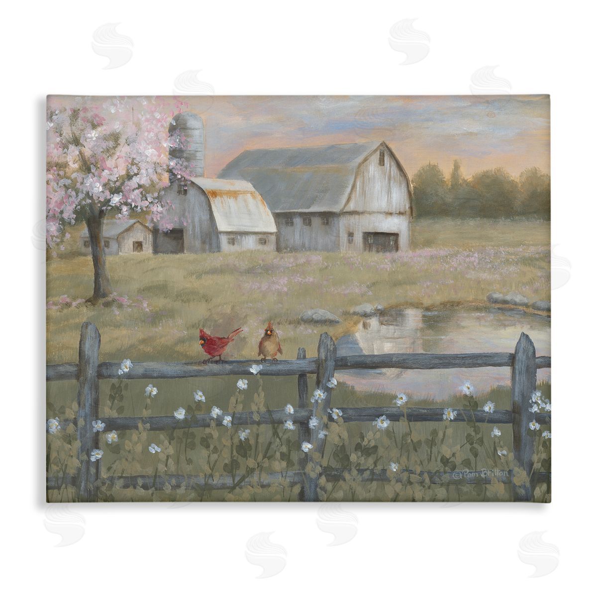 Blossoming Trees Country Farm Canvas Wall Art, Home Decor by Pam Britton