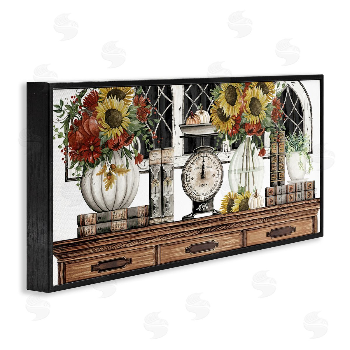 Cindy Jacobs Sunflowers Atop Antique Furniture Vintage Scale Books