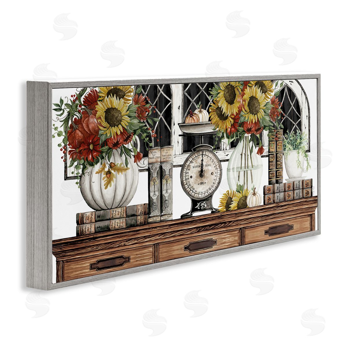 Cindy Jacobs Sunflowers Atop Antique Furniture Vintage Scale Books