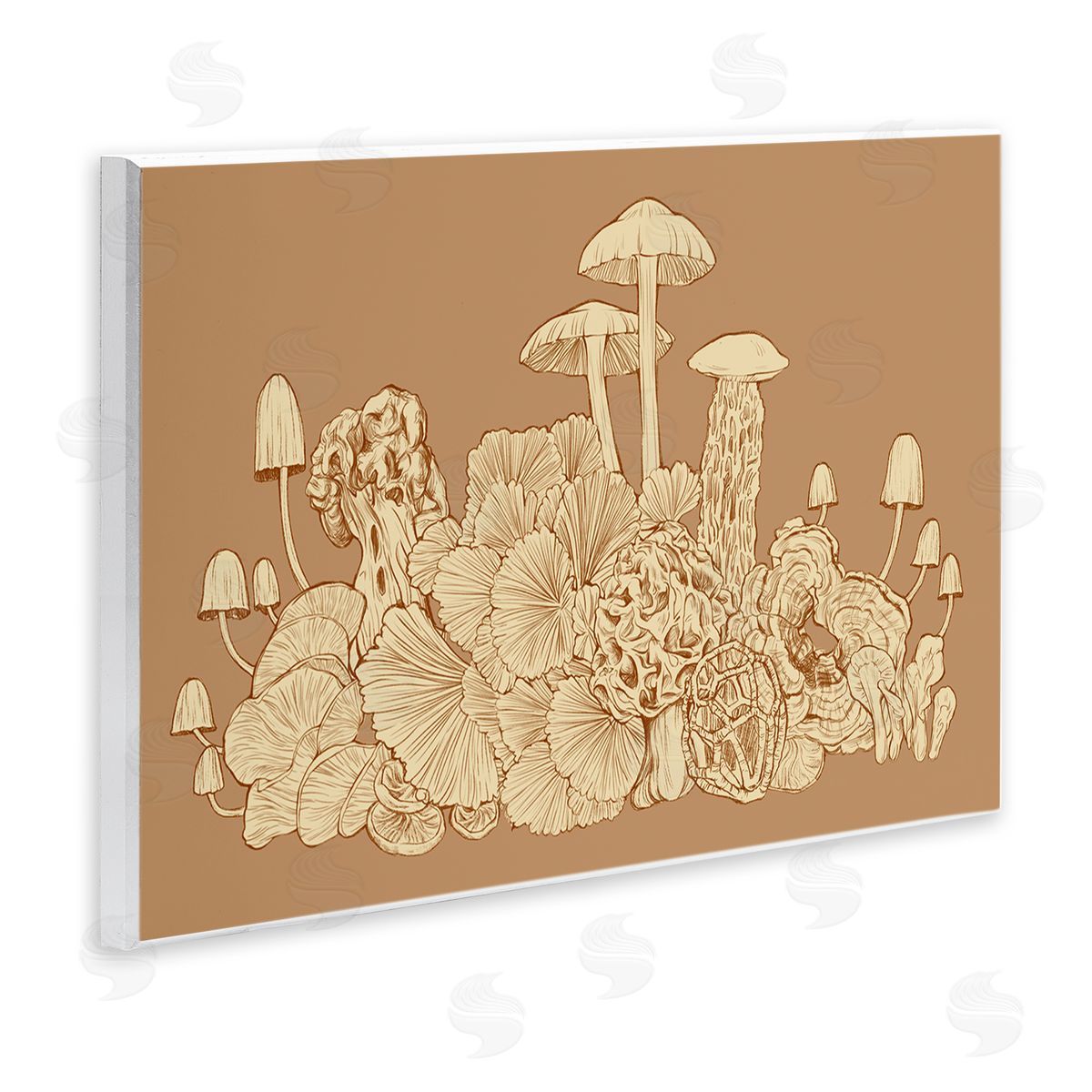 Ziwei Li Intricate Forest Mushrooms Plants Neutral Tones Drawing Wall Plaque Art Print