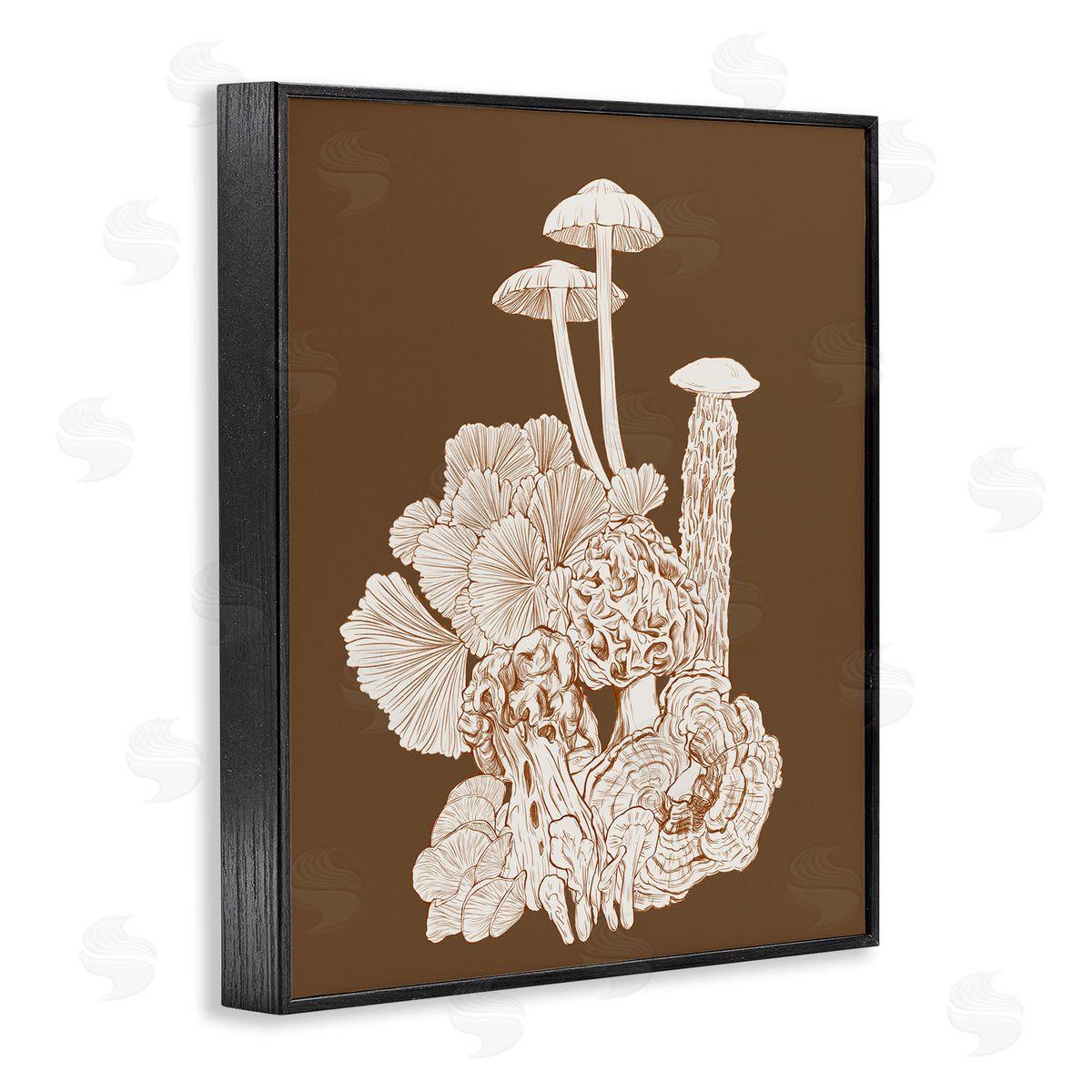 Ziwei Li Mushrooms Forest Flora Plants Arrangement Intricate Detail Black Framed Giclee Wall Art Print